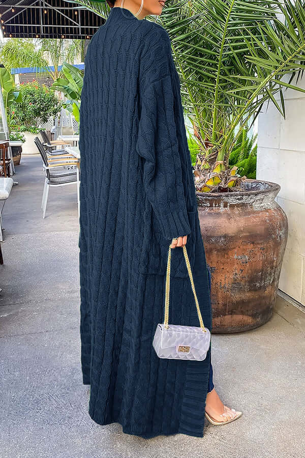 Lang vest | Open Front | Pocket | Gebreid vest | Lange vesten voor dames-Hallo Susanne