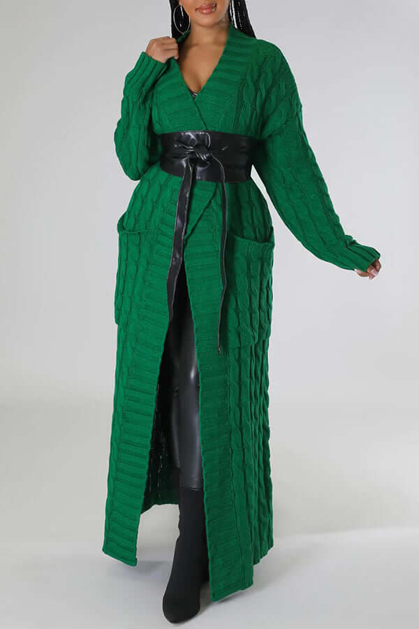 Lang vest | Open Front | Pocket | Gebreid vest | Lange vesten voor dames-Hallo Susanne