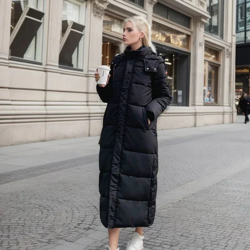 Lange Pufferjas - Warm - Met capuchon - Damesjas met voering - Lange winterjas voor dames-Hallo Susanne