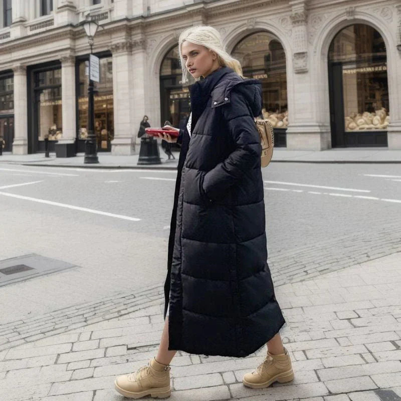 Lange Pufferjas - Warm - Met capuchon - Damesjas met voering - Lange winterjas voor dames-Hallo Susanne