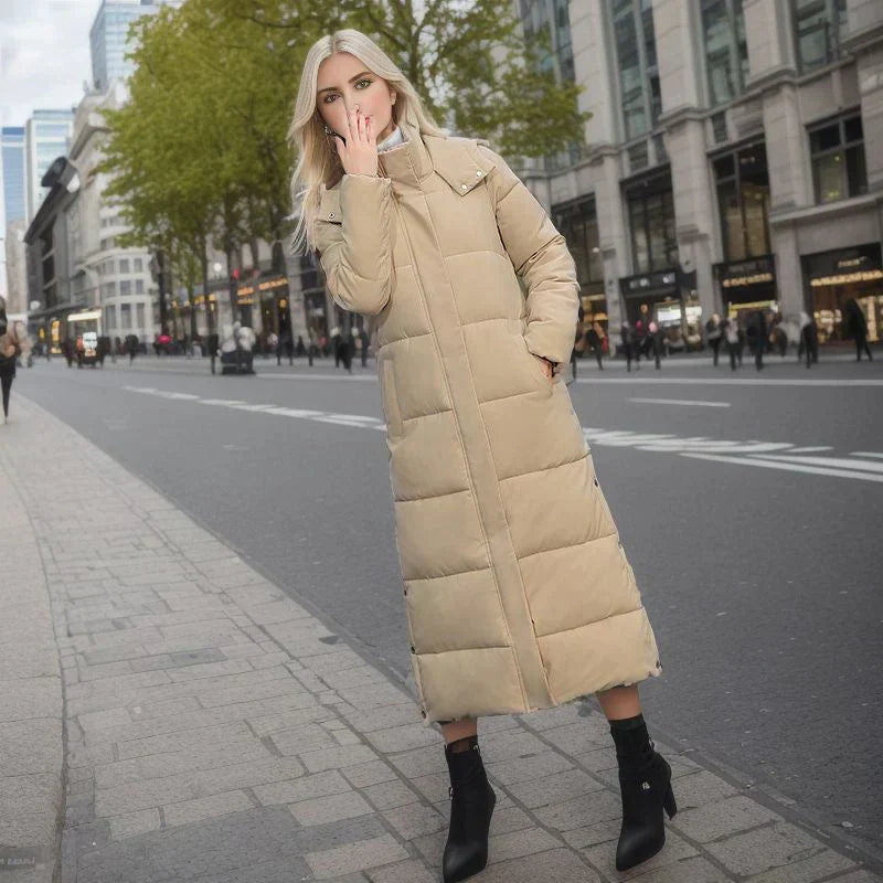 Lange Pufferjas - Warm - Met capuchon - Damesjas met voering - Lange winterjas voor dames-Hallo Susanne