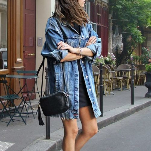 Lange denimjas | Gescheurd | Oversized | Jeansjas | Damesdenimjas-Hallo Susanne