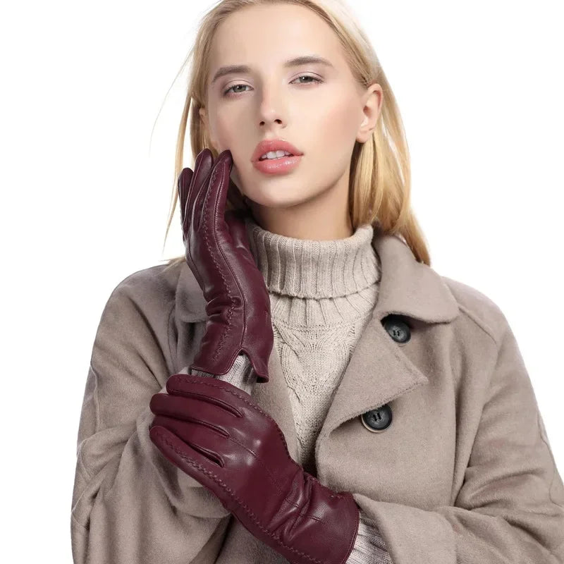 Leren Handschoenen - Warm - Kunstleer - Winterhandschoenen - Leren Handschoenen Vrouwen-Hallo Susanne