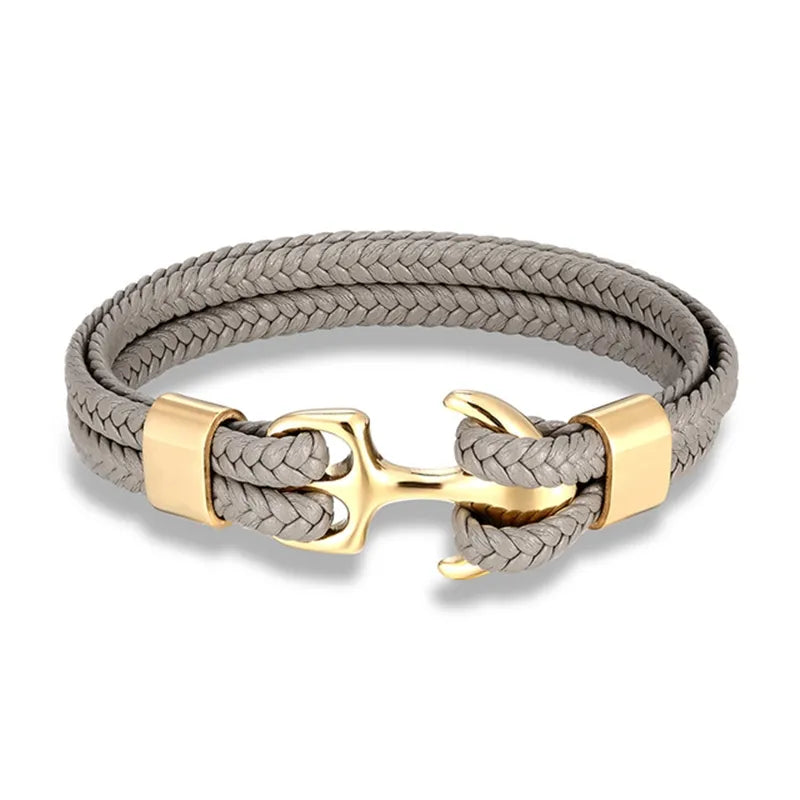 Leren Herenarmband - Gevlochten - Polsband - Ankerarmband - Herenarmband-Hallo Susanne