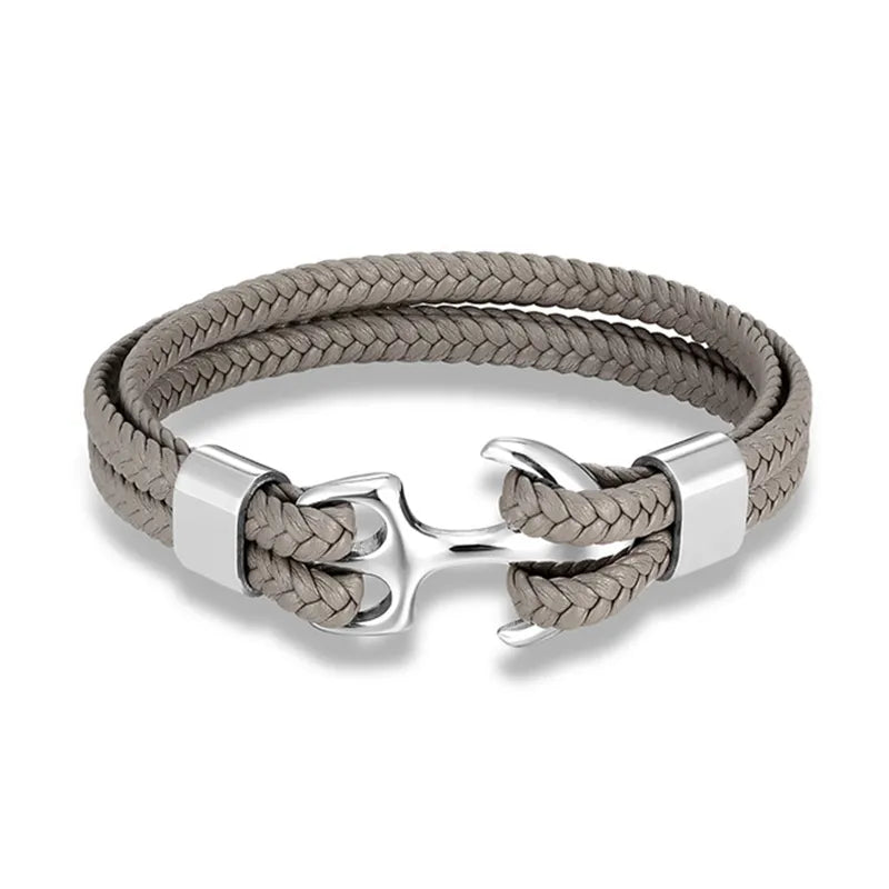Leren Herenarmband - Gevlochten - Polsband - Ankerarmband - Herenarmband-Hallo Susanne
