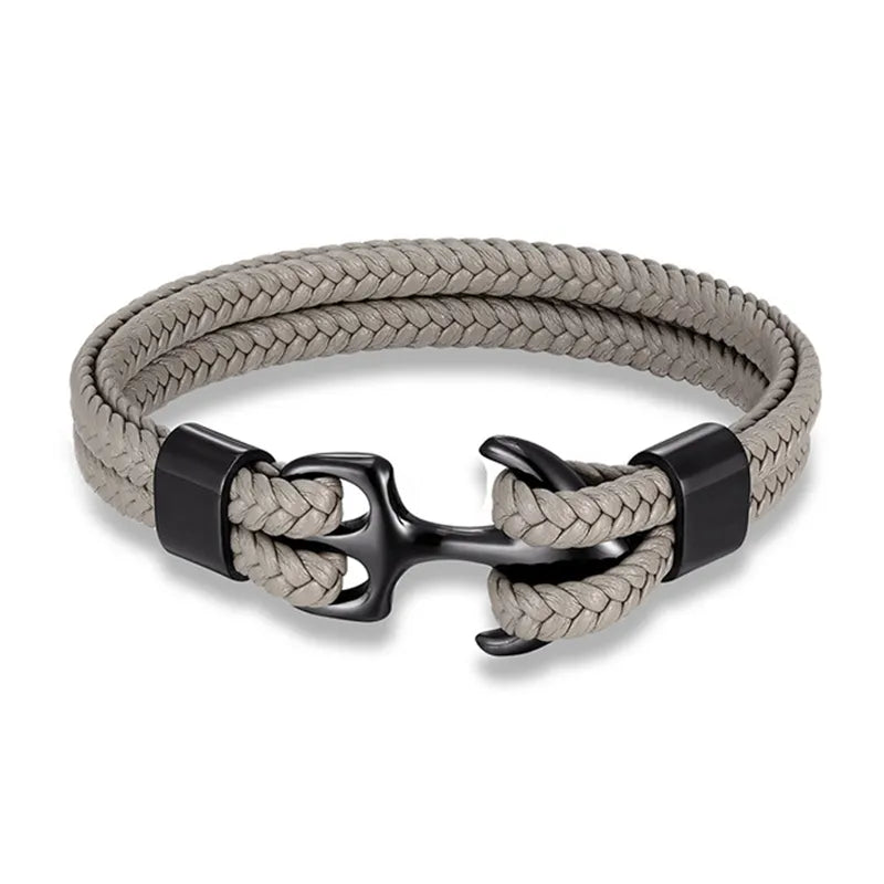 Leren Herenarmband - Gevlochten - Polsband - Ankerarmband - Herenarmband-Hallo Susanne