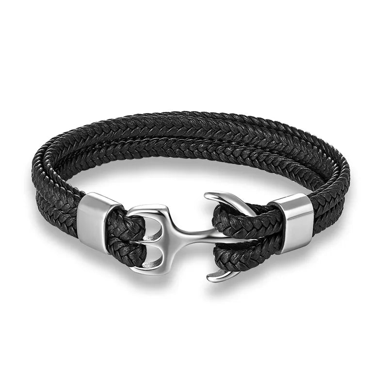 Leren Herenarmband - Gevlochten - Polsband - Ankerarmband - Herenarmband-Hallo Susanne