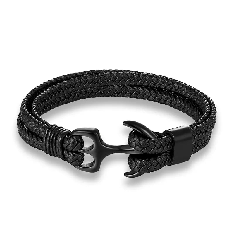 Leren Herenarmband - Gevlochten - Polsband - Ankerarmband - Herenarmband-Hallo Susanne