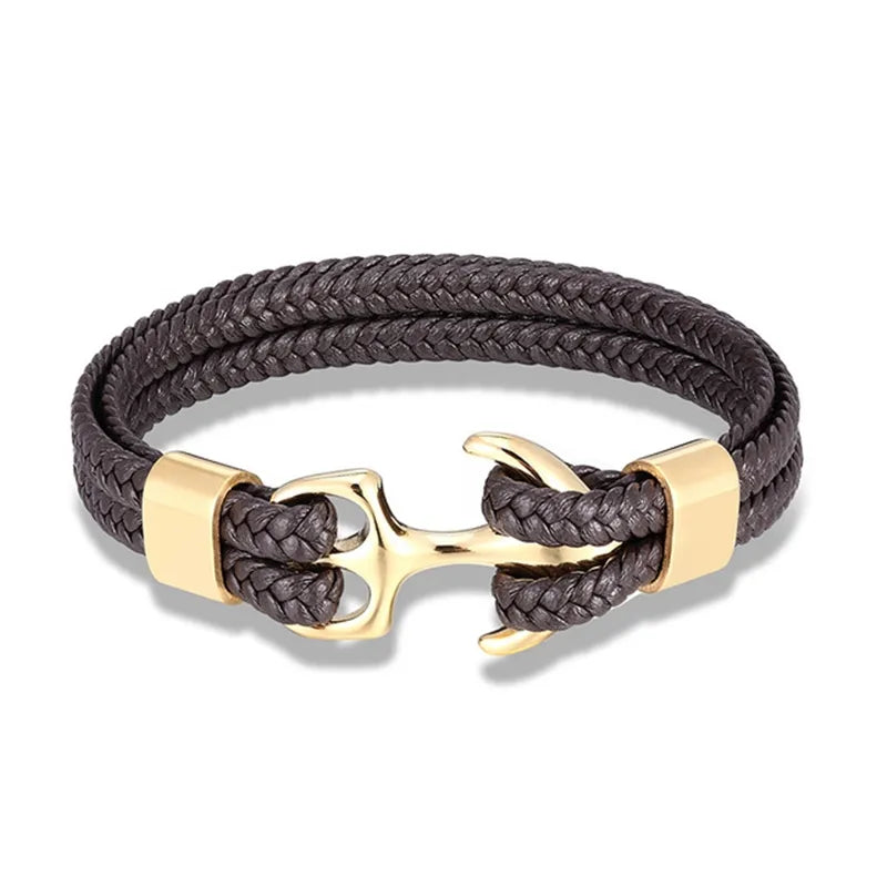 Leren Herenarmband - Gevlochten - Polsband - Ankerarmband - Herenarmband-Hallo Susanne