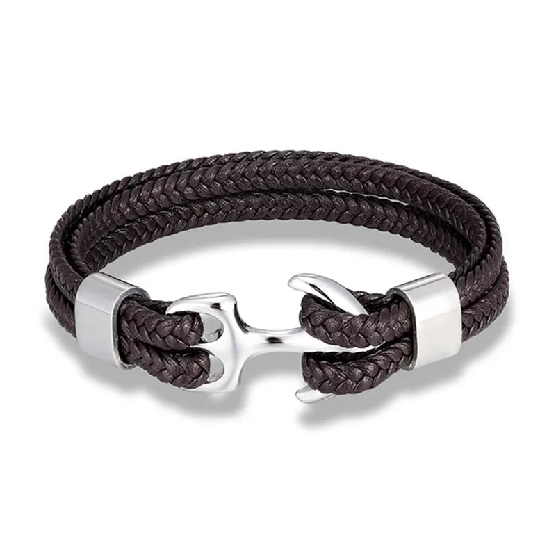 Leren Herenarmband - Gevlochten - Polsband - Ankerarmband - Herenarmband-Hallo Susanne