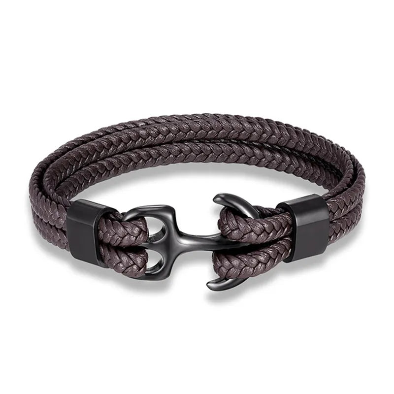 Leren Herenarmband - Gevlochten - Polsband - Ankerarmband - Herenarmband-Hallo Susanne