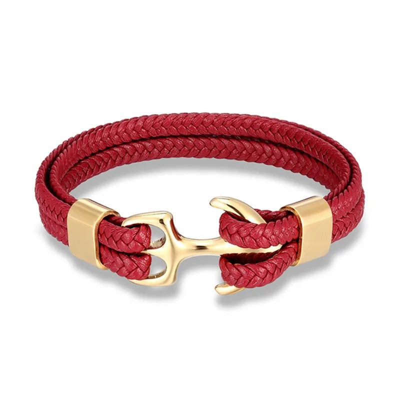 Leren Herenarmband - Gevlochten - Polsband - Ankerarmband - Herenarmband-Hallo Susanne