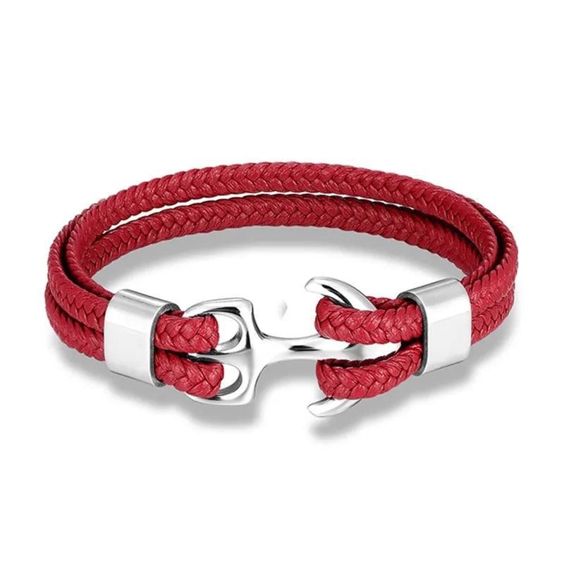 Leren Herenarmband - Gevlochten - Polsband - Ankerarmband - Herenarmband-Hallo Susanne