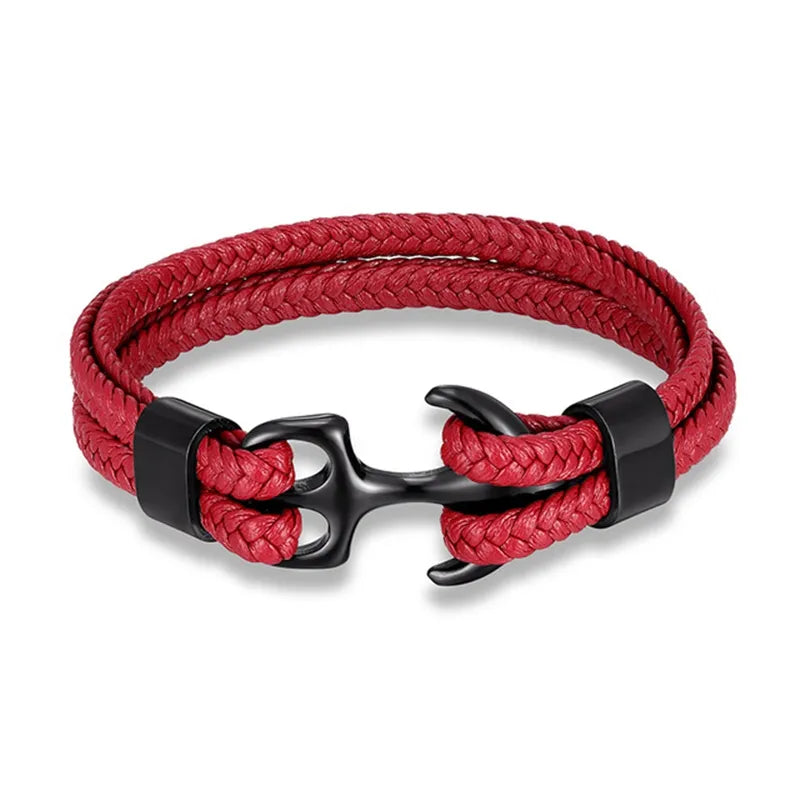 Leren Herenarmband - Gevlochten - Polsband - Ankerarmband - Herenarmband-Hallo Susanne