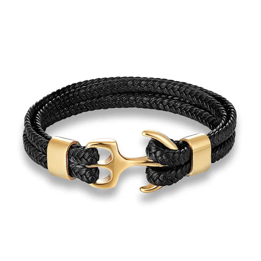 Leren Herenarmband - Gevlochten - Polsband - Ankerarmband - Herenarmband-Hallo Susanne