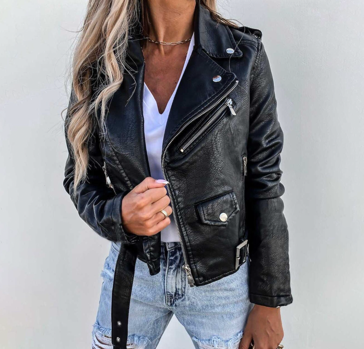 Leren Jas | Riem | Zip-Up | Bikerjas | Leren Damesjas-Hallo Susanne