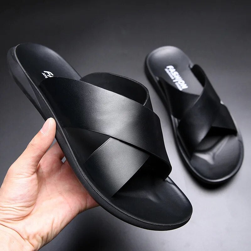 Leren Slippers | Zomer | Slip-On | Leren Slippers | Herensandalen-Hallo Susanne