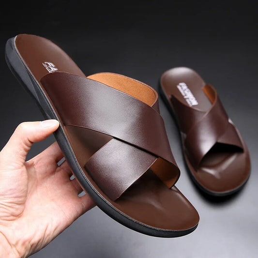 Leren Slippers | Zomer | Slip-On | Leren Slippers | Herensandalen-Hallo Susanne