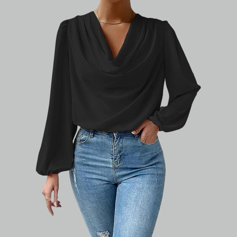 Lia chiffon bloes | Elegante Blouse met Lange Mouwen-Hallo Susanne