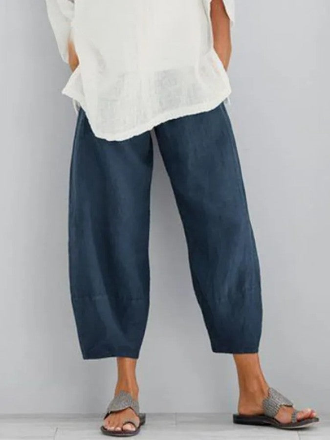 Linnen Broek - Casual Loose Fit Katoenen Broek voor Vrouwen in de Zomer-Hallo Susanne