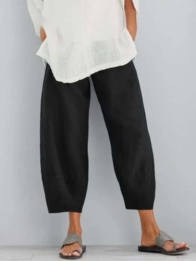 Linnen Broek - Casual Loose Fit Katoenen Broek voor Vrouwen in de Zomer-Hallo Susanne