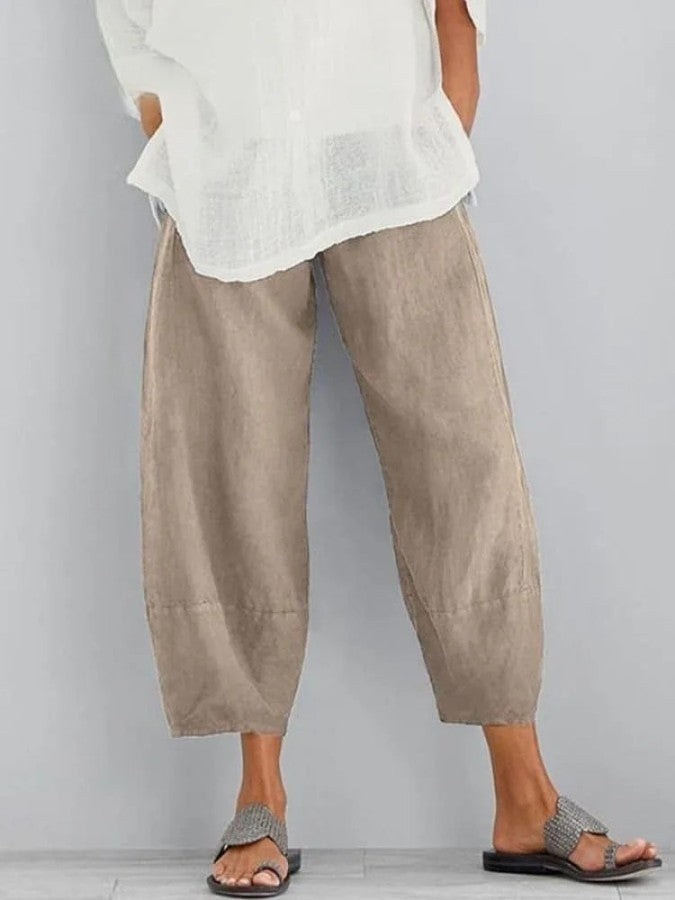 Linnen Broek - Casual Loose Fit Katoenen Broek voor Vrouwen in de Zomer-Hallo Susanne