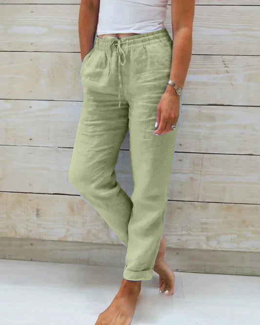 Linnen Broek | Elastische Taille | Koord | Zomerbroek | Vrouwenbroek-Hallo Susanne