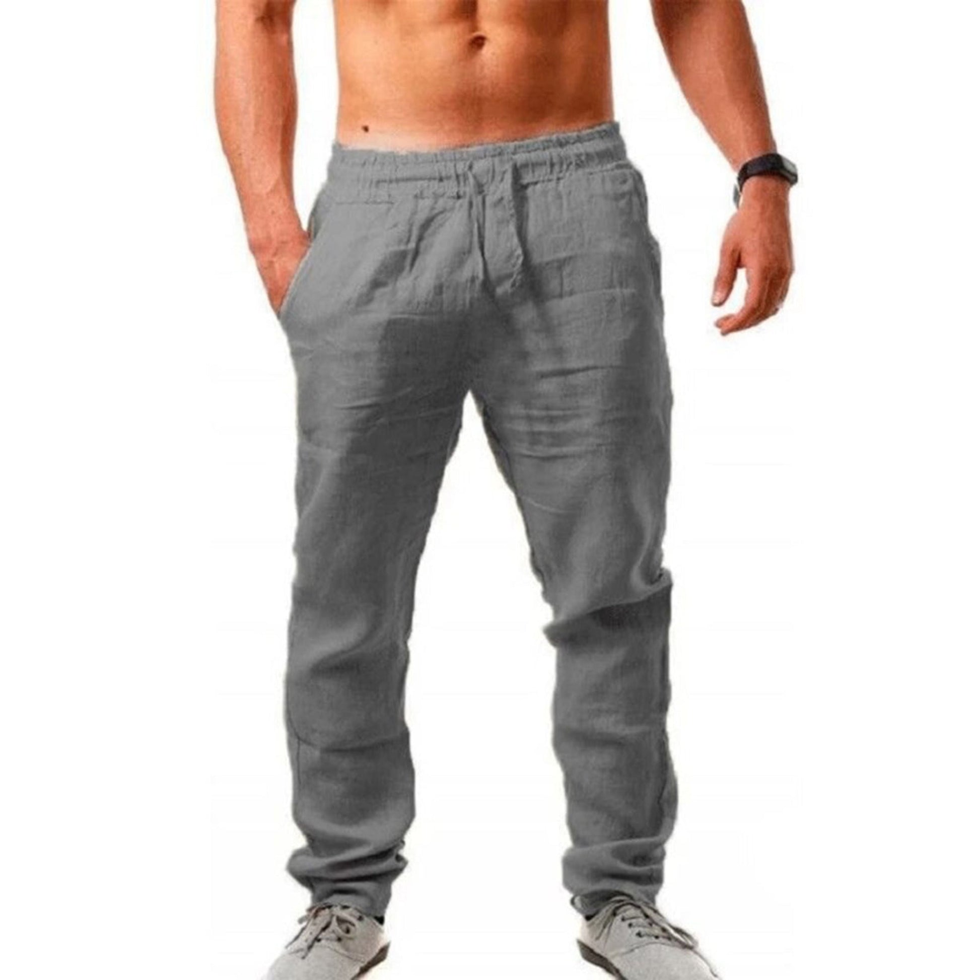 Linnen Broek | Koord | Ademend | Elastische Taille Broek | Heren Zomerbroek-Hallo Susanne