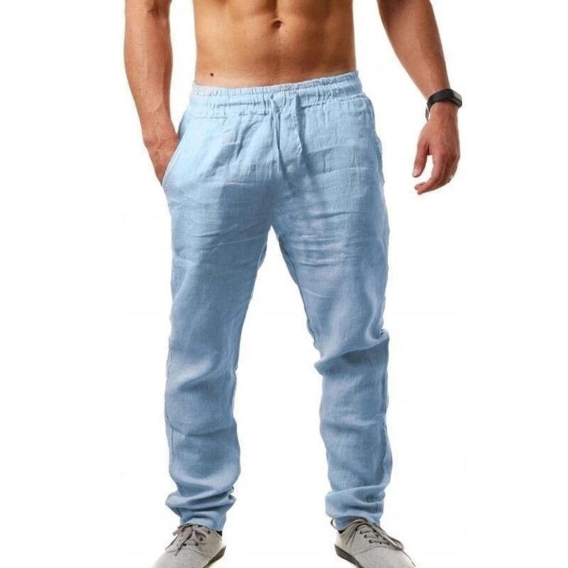 Linnen Broek | Koord | Ademend | Elastische Taille Broek | Heren Zomerbroek-Hallo Susanne
