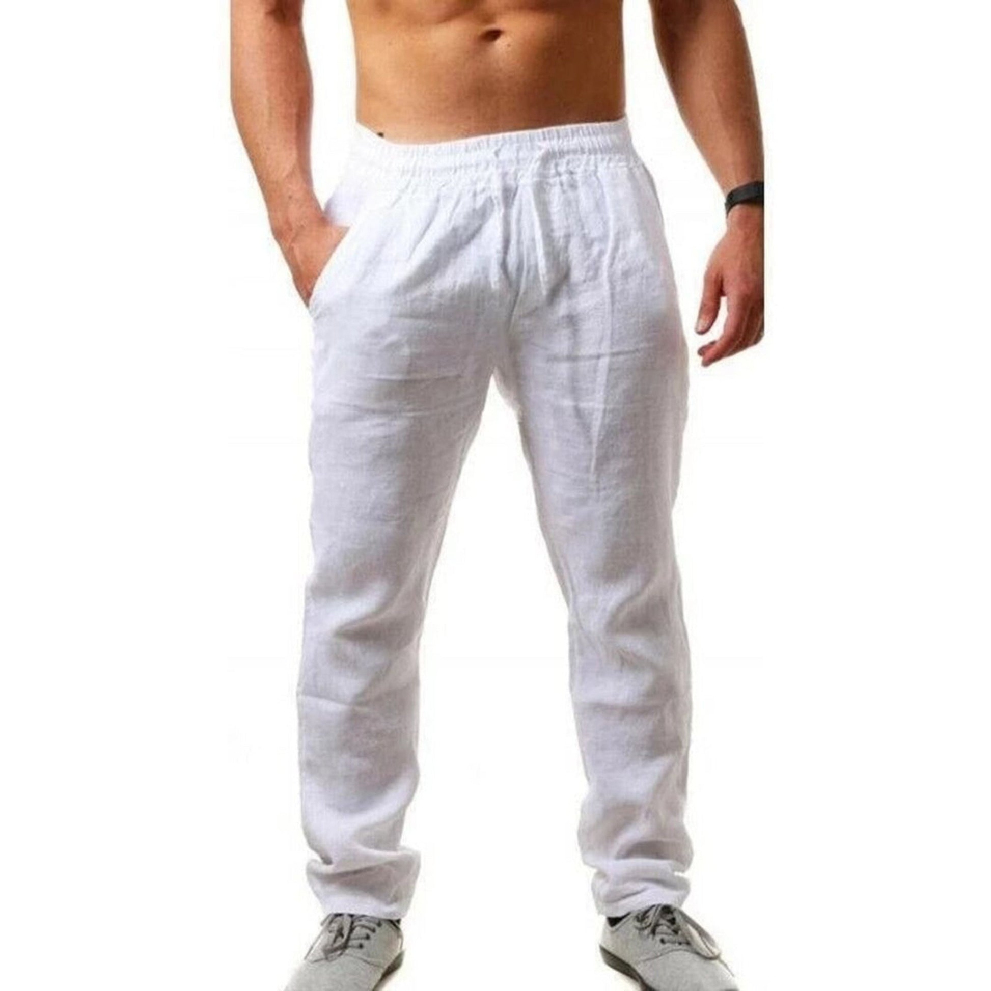 Linnen Broek | Koord | Ademend | Elastische Taille Broek | Heren Zomerbroek-Hallo Susanne