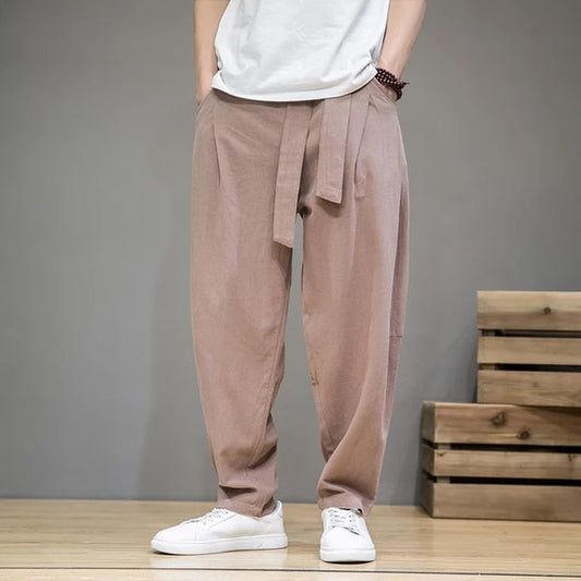 Linnen Broek | Losse Pasvorm | Lichtgewicht | Baggy Broek | Herenbroek-Hallo Susanne