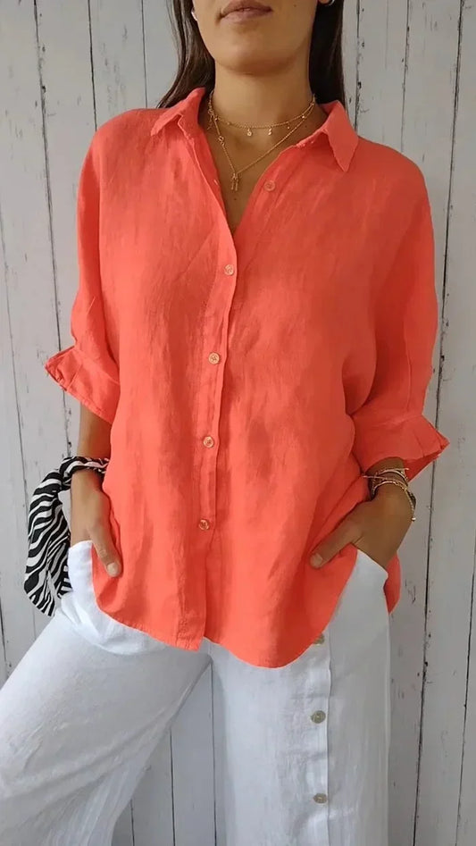 Linnen blouse | Katoen | Lichtgewicht | Blouse met knopen | Linnen shirt voor dames-Hallo Susanne