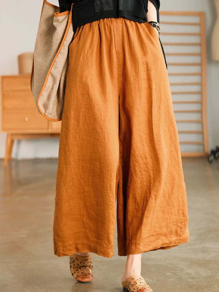Linnen broek - Los model - Elastische taille - Zomerbroek - Damesbroek-Hallo Susanne