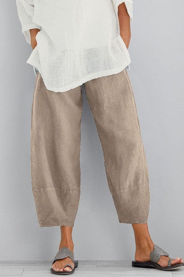 Linnen broek - Loszittende cropped linnen broek voor dames voor de zomer-Hallo Susanne