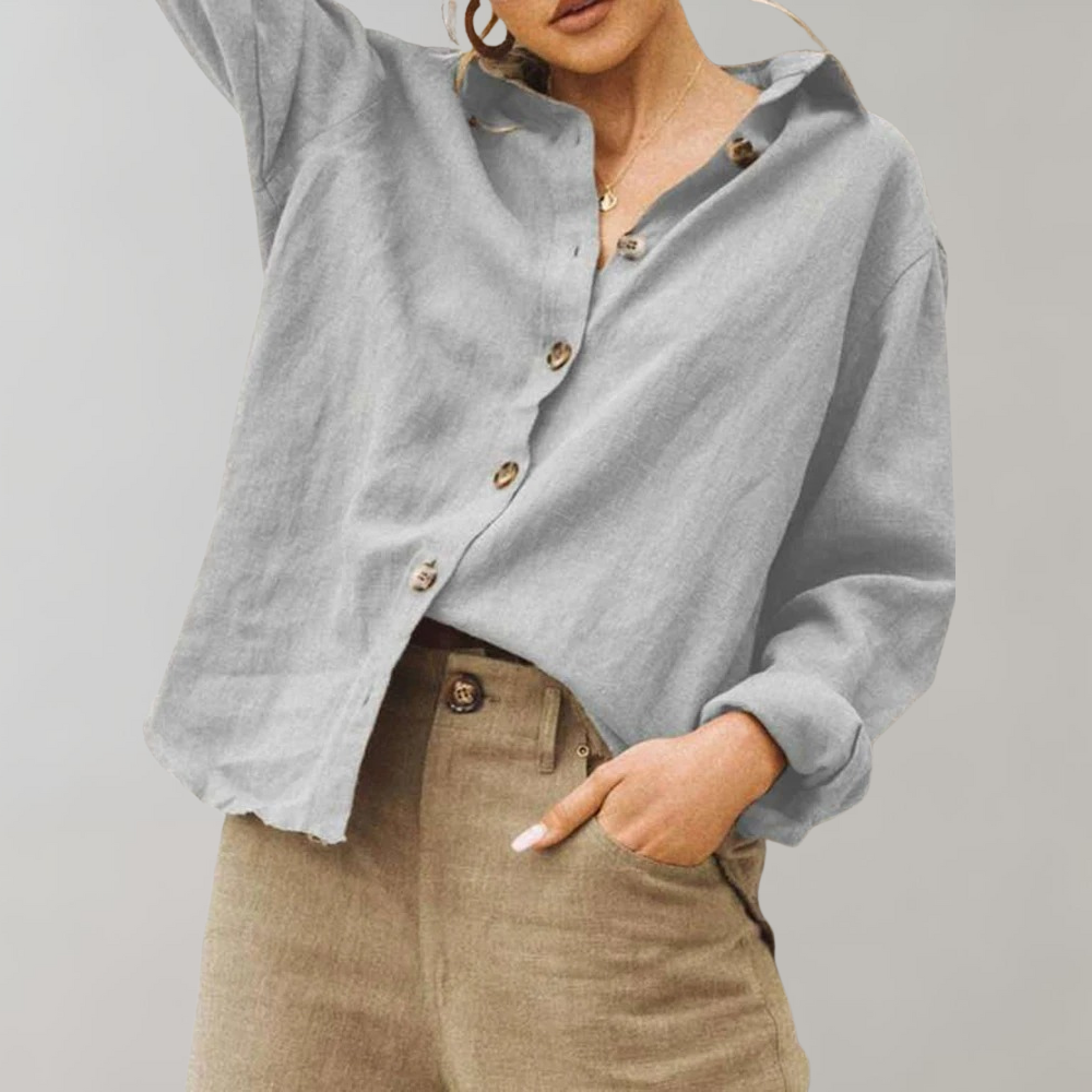 Linnen overhemd - Casual - Losse pasvorm - Overhemd met knopen - Damesblouses-Hallo Susanne