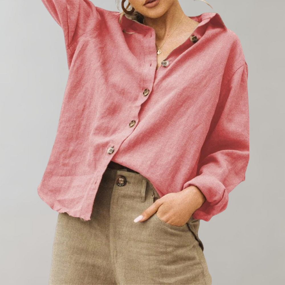 Linnen overhemd - Casual - Losse pasvorm - Overhemd met knopen - Damesblouses-Hallo Susanne