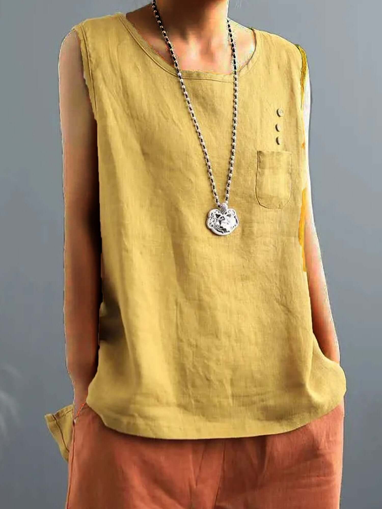 Linnen top | Mouwloos | Los model | Zomer top | Dameskleding-Hallo Susanne