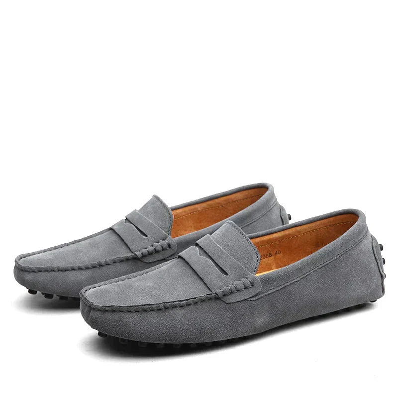 Loafers - Platte Italiaanse stijl suède mocassins voor heren-Hallo Susanne