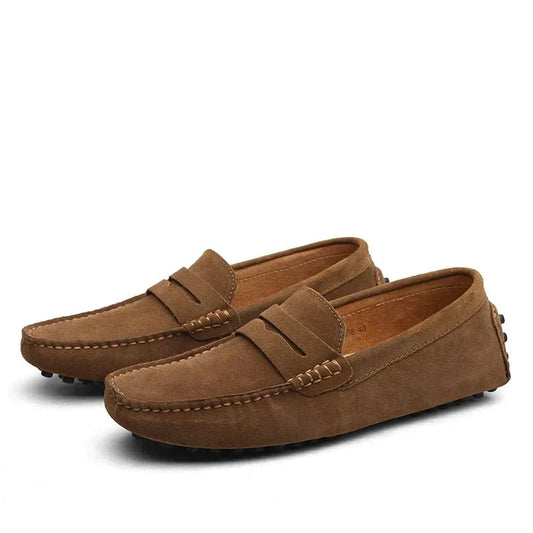 Loafers - Platte Italiaanse stijl suède mocassins voor heren-Hallo Susanne