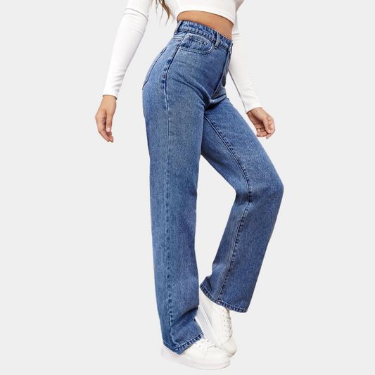 Losse Jeans - Rechte Pijp - Relaxed Fit - Jeans met Hoge Taille - Dames Jeans-Hallo Susanne