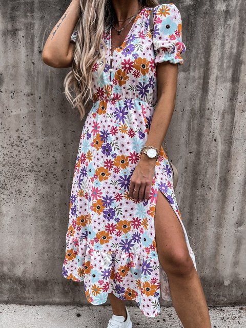 Maxi Dress - Korte Mouw - Bloemig - Zomerjurk - Maxi Sundress-Hallo Susanne
