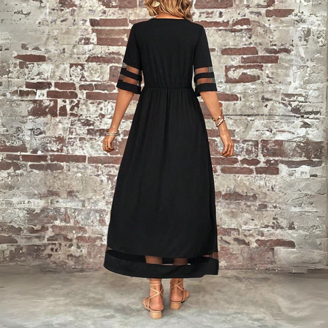 Maxi Jurk | Halve Mouw | Zakken | A-lijn Jurk | Elegante Jurk-Hallo Susanne