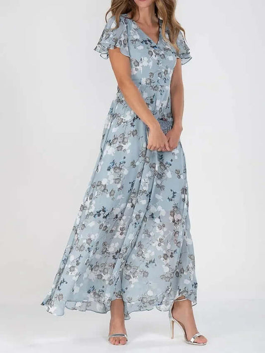 Maxi Zondagjurk | Vlinder Mouwen | Flowy | Bloemenjurk | Zomerjurk-Hallo Susanne