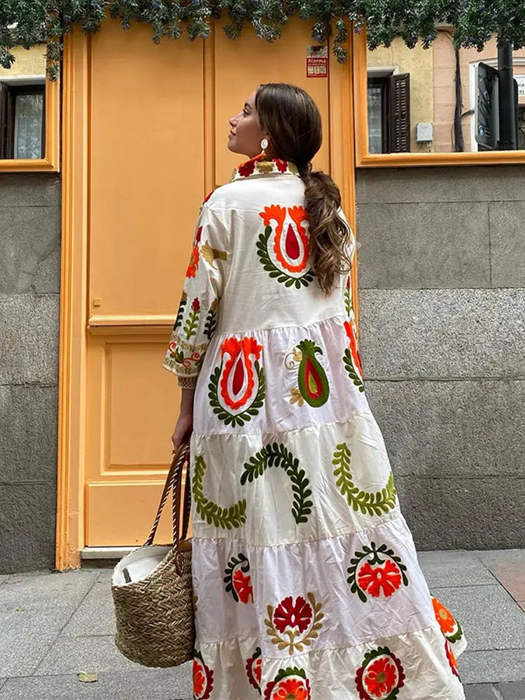 Maxi jurk - Button-Up - Oversized - Maxi overhemdjurk - Maxi jurk met lange mouwen-Hallo Susanne