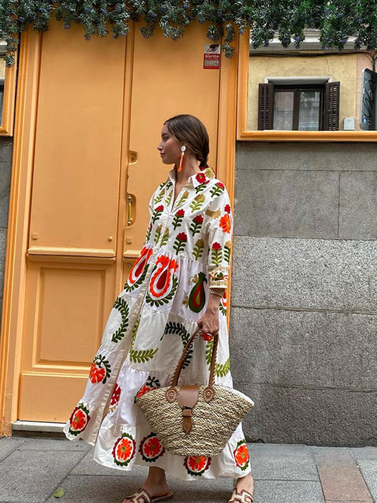 Maxi jurk - Button-Up - Oversized - Maxi overhemdjurk - Maxi jurk met lange mouwen-Hallo Susanne