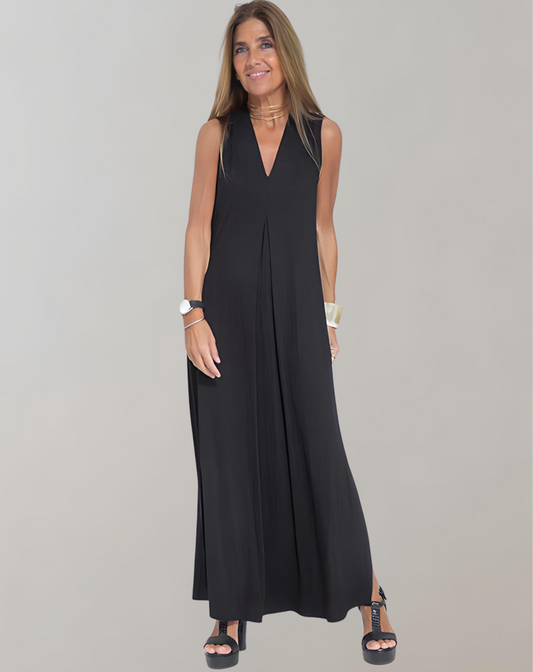 Maxi-jurk - Dames mouwloze losvallende zomerjurk met V-hals-Hallo Susanne