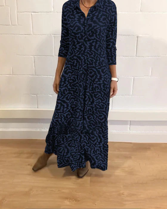 Maxi jurk - Kraag - Knoopsluiting - Jurk met lange mouwen - Maxi overhemdjurk-Hallo Susanne