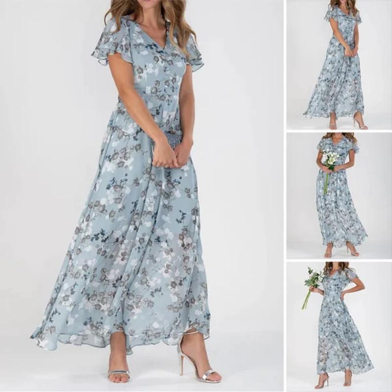 Maxi-jurk | Soepelvallend | Vlindermouwen | Bloemenjurk | Zomerjurk-Hallo Susanne