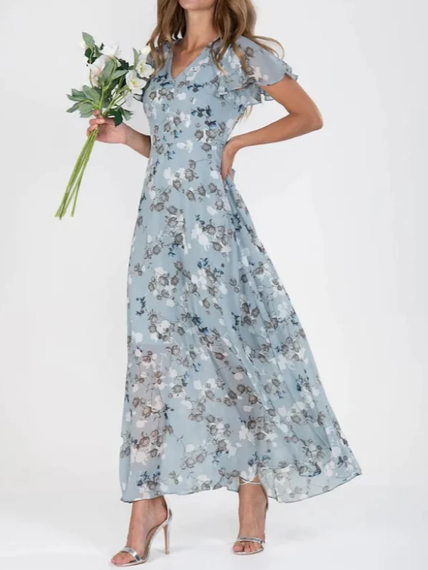 Maxi-jurk | Soepelvallend | Vlindermouwen | Bloemenjurk | Zomerjurk-Hallo Susanne