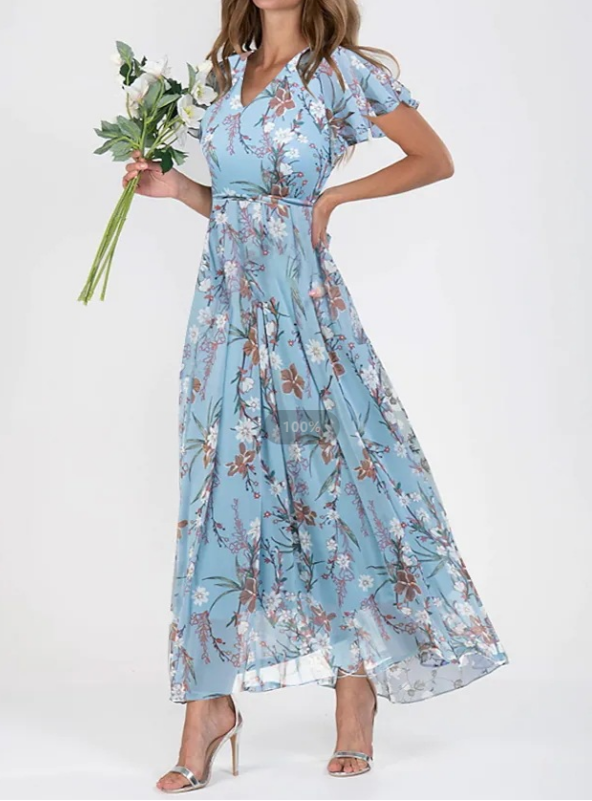 Maxi-jurk | Soepelvallend | Vlindermouwen | Bloemenjurk | Zomerjurk-Hallo Susanne